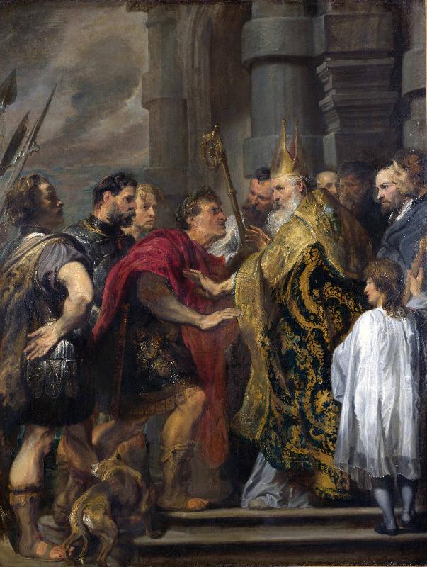 Anthony Van Dyck Saint Ambrose barring Theodosius I from Milan Cathedral China oil painting art